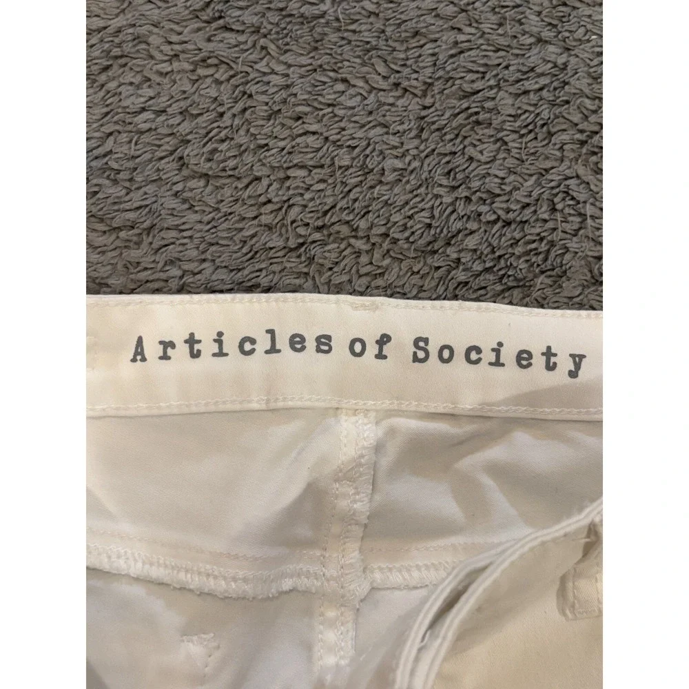 Articles of Society Jeans Womens 27 White Distressed Skinny Straight Leg Stretch